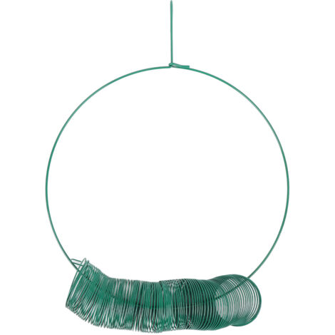 Hanging Wreath Bird Feeder Carbon Steel Large Capacity Portable Peanut Bird Feeder with Hanging Hook for Garden Outdoor Green