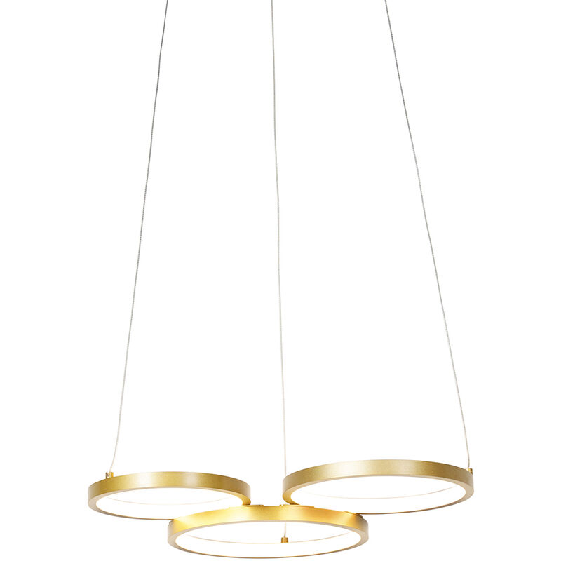 Hanging lamp gold incl. LED 3-step dimmable 3-light - Rondas