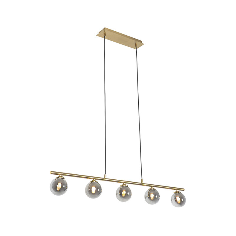 Modern hanging lamp gold 100 cm 5-light with smoke glass - Athens