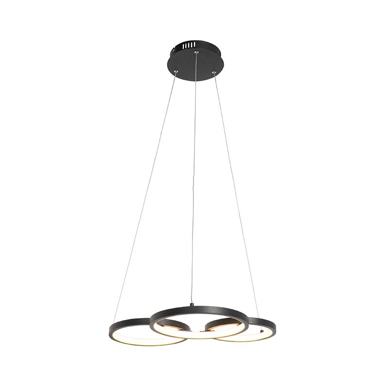 Hanging lamp black incl. LED 3-step dimmable 3-light - Rondas