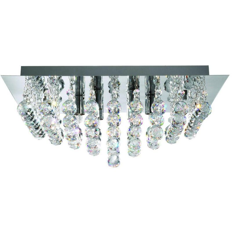 Searchlight Lighting - Searchlight Hanna - 6 Light Square Ceiling Semi Flush Light Chrome, Crystal Glass, G9