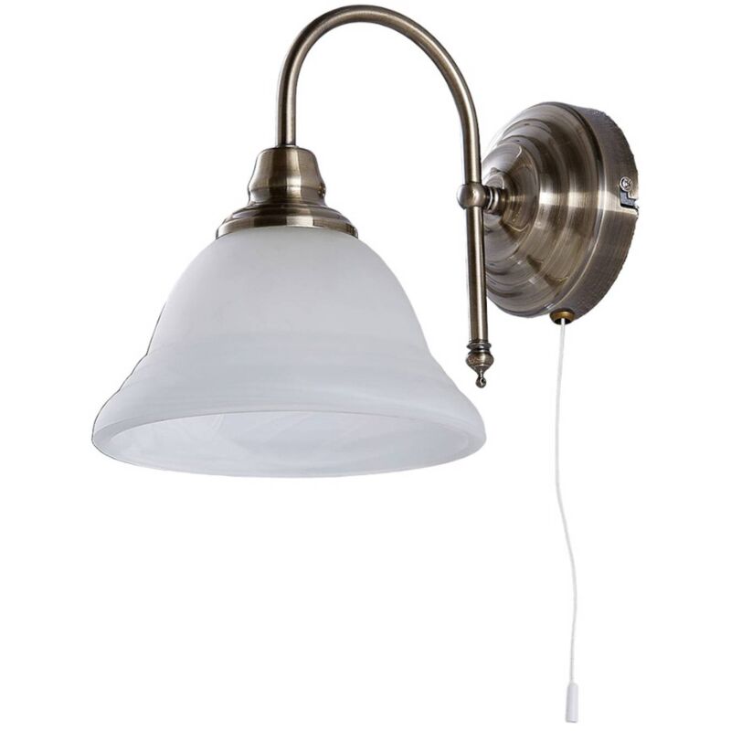 Image of Lindby Hanna - lampada da parete in stile antico - bianco, ottone antico