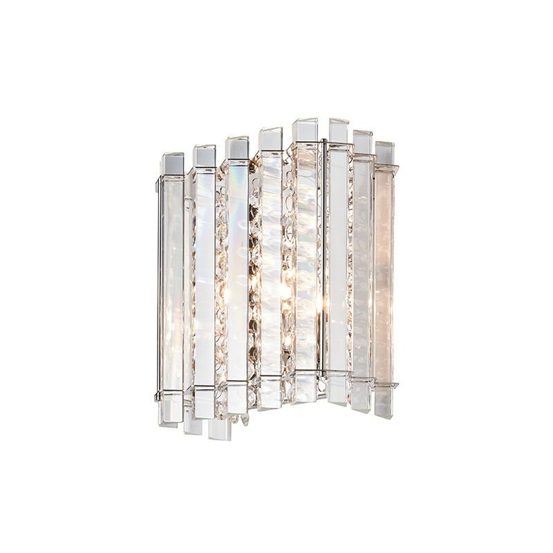 Endon Lighting Hanna - Wall Lamp Clear Crystal (K5) Glass & Chrome Effect Plate 1 Light Dimmable IP20 - G9