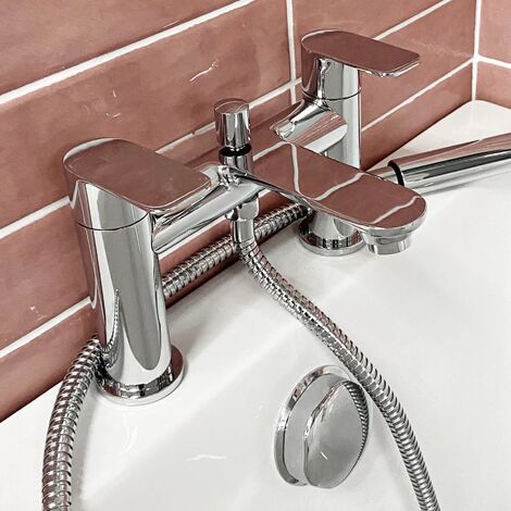 Hannah Round Style Bath Shower Mixer Tap - With Optional Click Clack Bath Waste, With Waste