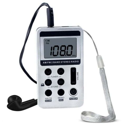 HanRongDa HRD-103 AM/FM 2-Band-Radio, tragbarer Stereo-Empfänger mit Kopfhörern, LCD-Bildschirm, wiederaufladbarer Akku
