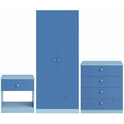 Hans Blue Bedroom Furniture Set Kids 3PC Trio Bundle