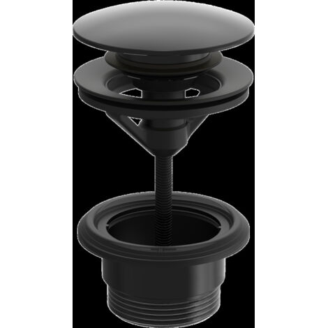 Hansa Accessori - Piletta di scarico chiudibile per lavabo 1 1/4, push-open, nero opaco 0764010033
