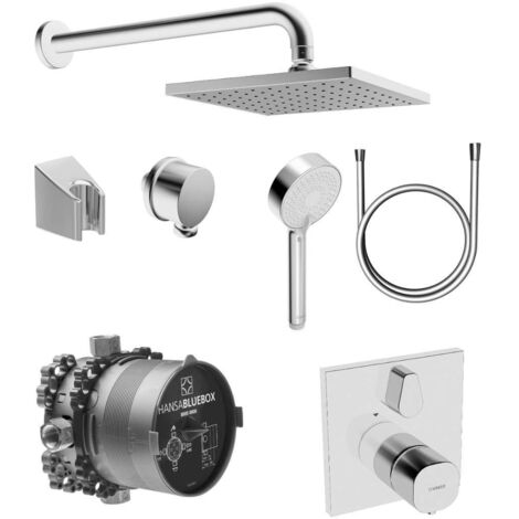 Hansa Bluebox - Conjunto de ducha con termostato, 3 chorros, cromo 89950000