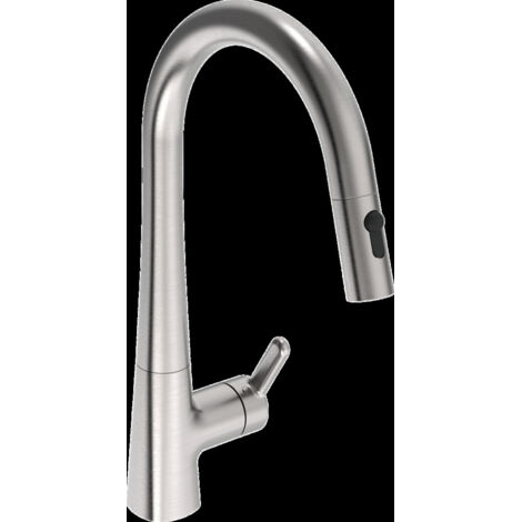 Hansa Designo - Miscelatore da lavello con doccetta estraibile, acciaio spazzolato 5136228380