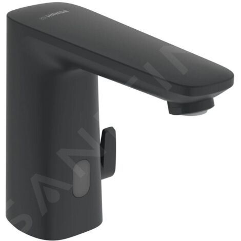 Hansa Electra - Mitigeur thermostatique électronique de lavabo, à piles, Bluetooth, noir mat 9210221933