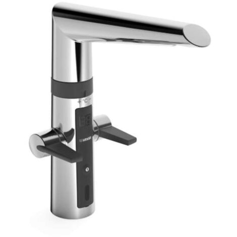 Hansa Fit - Grifo electrónico de fregadero Hybrid, negro/cromo 65232213