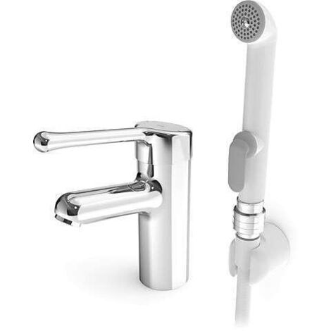 Hansa HANSAMEDIPRO Waschtisch-Einhand-Einlochbatterie mit desinfektionsbeständiger Brause, 01662196