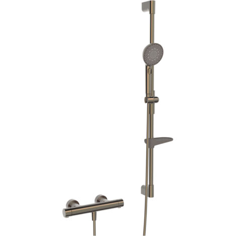 Hansa Prisma - Brauseset mit Thermostat, 3 Strahlarten, Bronze gebürstet 4813043181