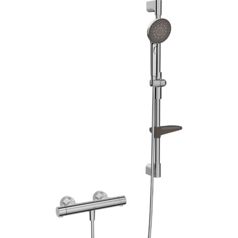 Hansa Prisma - Duschset mit Thermostat, 3 Strahlarten, Chrom 48130421