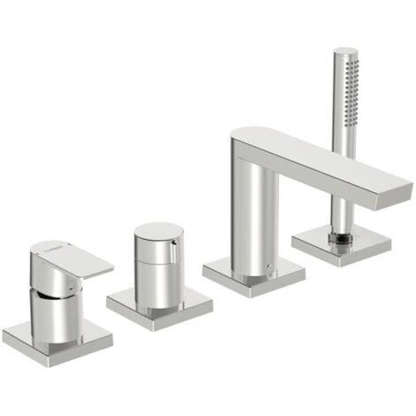 Hansa Stela Einhebelmischer Fertigmontageset für Wanne/Brause 5730 Rosette eckig Chrom