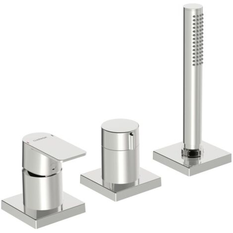 Hansa Stela Einhebelmischer Fertigmontageset für Wanne/Brause 5731 Rosette eckig Chrom