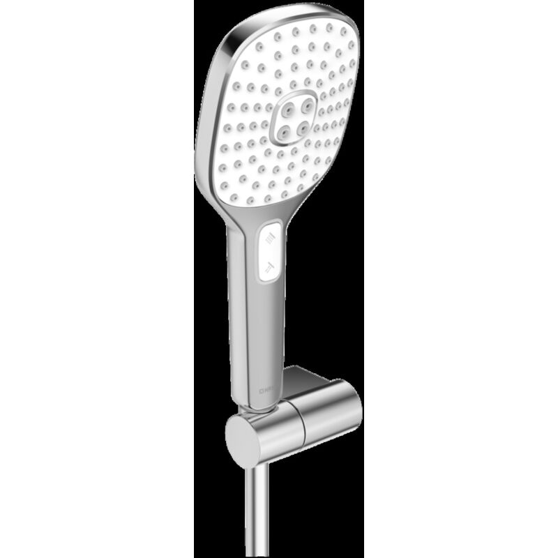 Activejet - Brausegarnitur Mit Duschschlauch, Wandbrausehalter Und Duschskopf, 3 Strahlen, Weiß / Chrom 84380233 - Hansa