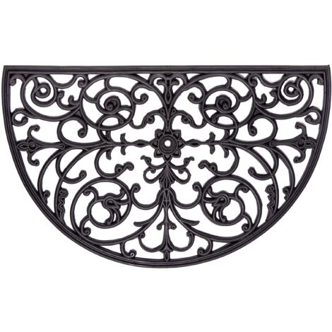 Hanse Home Zerbino Semicircolare in Gomma per Interni ed Esterni, 45 x 75 cm, Effetto Ghisa, Resistente alle Intemperie, Antiscivolo, per Ingresso, Colore Nero