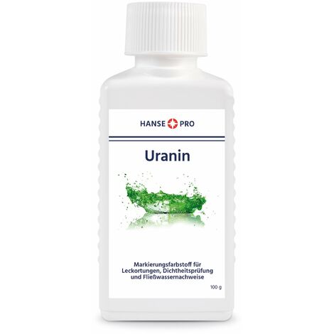 Hanse Pro - Uranina, colorante per marcatura, localizzazione delle perdite, test di tenuta e tinture ad acqua, polvere fluorescente utile come vernice per rilevare perdite, 1 flacone da 100 g