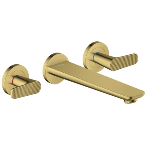 hansgrohe 3-Loch-Wannenarmatur Axor Citterio cub cut, pol. gold optic, UP Wandmontage