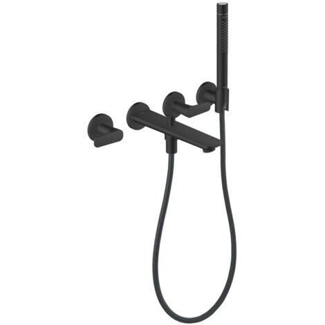 hansgrohe 3-Loch-Wannenarmatur Axor Citterio cubic cut, mattschwarz, UP Wandmontage