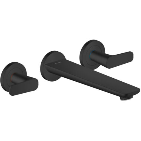 hansgrohe 3-Loch-Wannenarmatur Axor Citterio o. Struktur, mattschwarz, UP Wandmontage