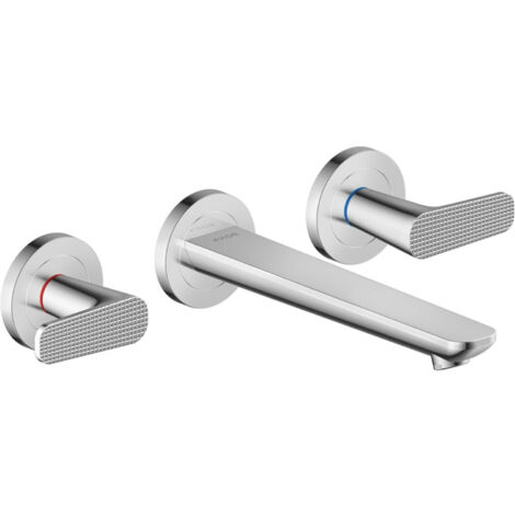 hansgrohe 3-Loch-Waschtischarmatur Axor Citterio C cub cut, chr, UP Wandmont., Ausl. 193mm