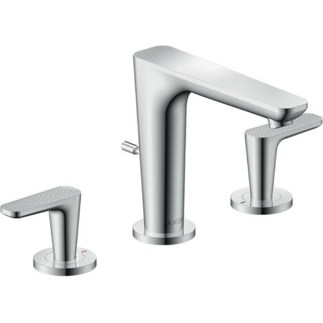 hansgrohe 3-Loch-Waschtischarmatur Axor Citterio C cubic cut, c, A 135mm, Zugst. Abl.garn