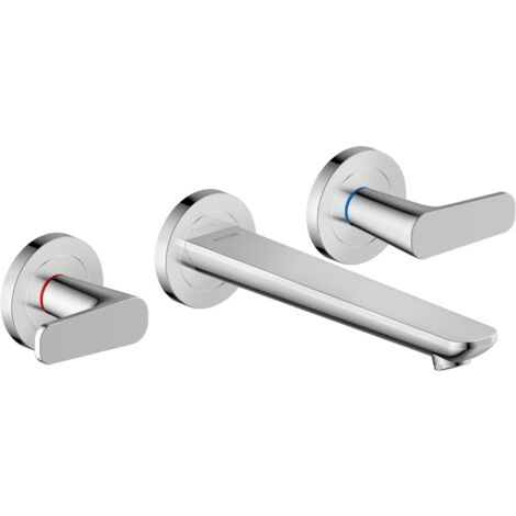 hansgrohe 3-Loch-Waschtischarmatur Axor Citterio C o Struk., chr, UP Wandmont., Ausl. 193mm