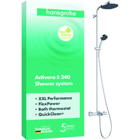 Hansgrohe Activera S - Set doccia con termostato vasca, diametro 24 cm, 2 getti, EcoSmart, cromato 28871000
