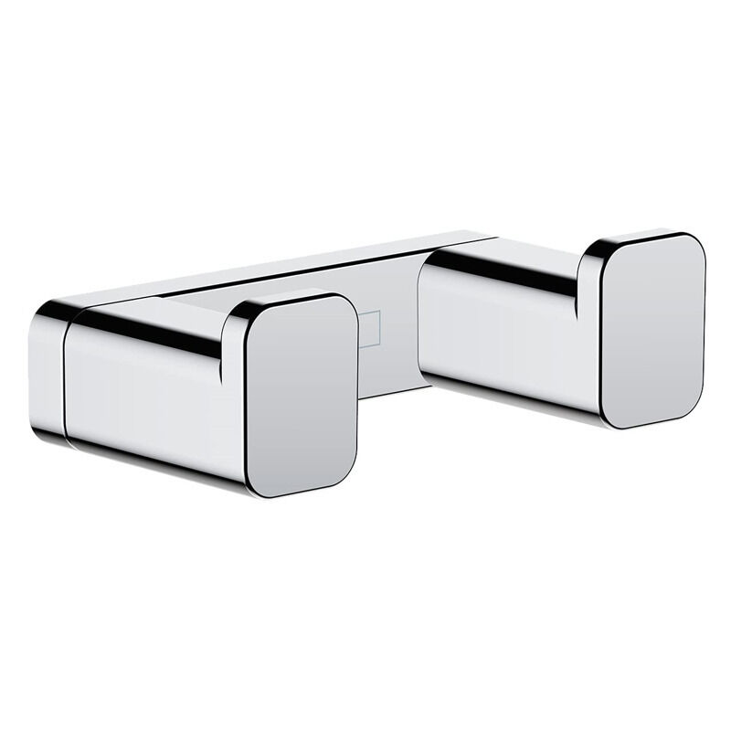 Hansgrohe - AddStoris Crochet double métallique 6,6x2x3,6cm avec fixations cachées, Chrome (41755000)