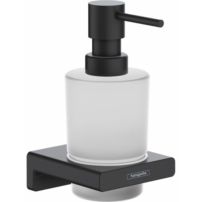AddStoris - Distributeur de savon avec support, verre mat / noir mat 41745670 - Hansgrohe
