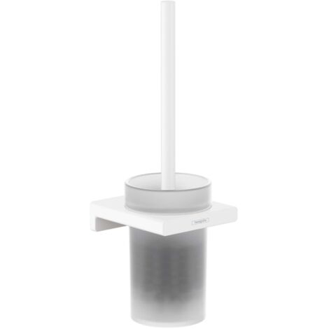 Hansgrohe AddStoris - Escobilla de WC de pared, cristal mate/blanco mat 41752700
