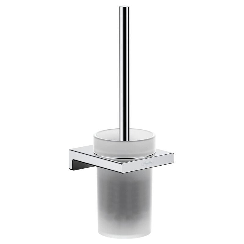 Hansgrohe - AddStoris Porte-brosse wc mural en verre mat, brosse incluse,Chrome (41752000)