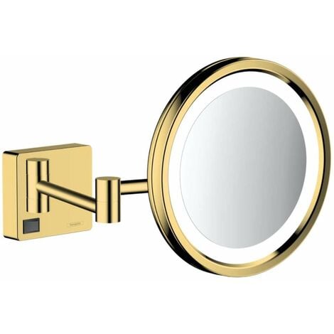 Hansgrohe AddStoris - Specchietto cosmetico a parete con illuminazione LED, color oro lucido 41790990