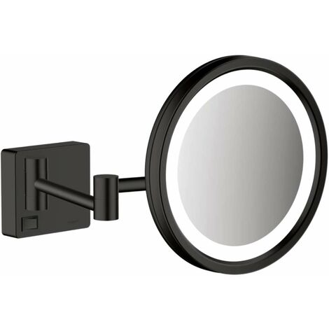 Hansgrohe AddStoris - Specchietto cosmetico a parete con illuminazione LED, nero opaco 41790670