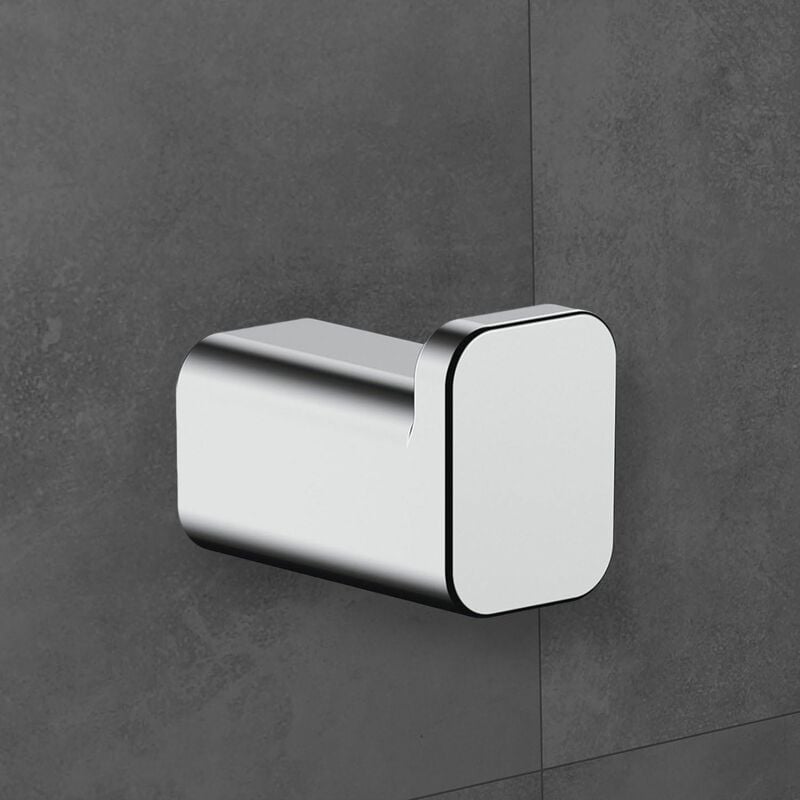 AddStoris Single Robe Hook Chrome Bathroom Modern Wall Mount 41742000 - Silver - Hansgrohe