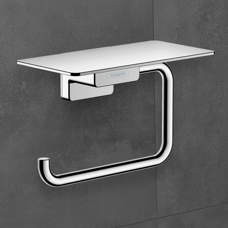 AddStoris Toilet Roll Holder with Shelf Chrome - 41772000 - Silver - Hansgrohe