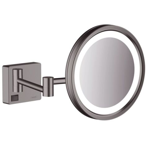 Hansgrohe AddStoris - Wand-Kosmetikspiegel mit LED Leuchte, Chrom schwarz gebürstet 41790340