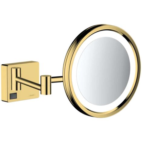 Hansgrohe AddStoris - Wand-Kosmetikspiegel mit LED Leuchte, polierte Goldoptik 41790990