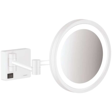 Hansgrohe AddStoris - Wand-Kosmetikspiegel mit LED Leuchte, weiß matt 41790700