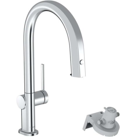 Hansgrohe Aqittura M91 - Grifo de fregadero con caño extraíble y filtración, sBox, cromo 76826000