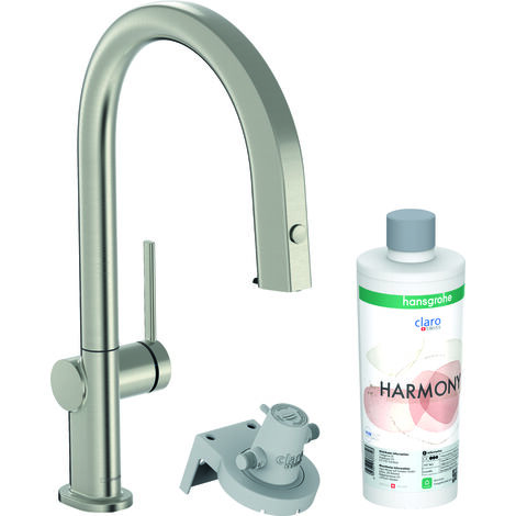 Hansgrohe Aqittura M91 - Spültischarmatur mit ausziehbarem Auslauf und mit Filterfunktion, Edelstahl 76801800