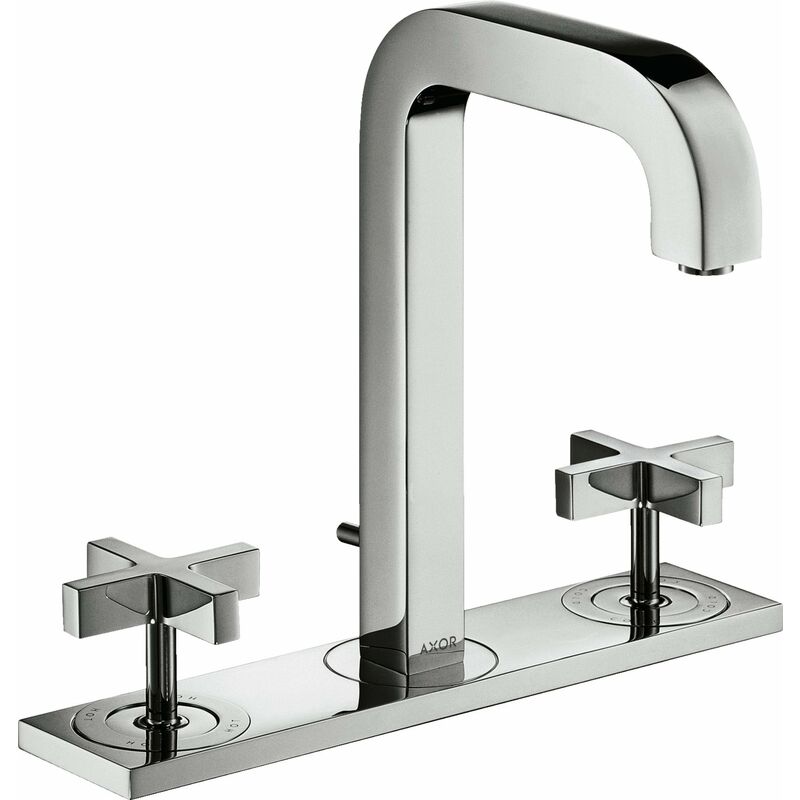 

AXOR Citterio Mezclador de lavabo de 3 agujeros 170, desagüe automático, caño 140mm, tiradores en cruz, placa, color: cromado - 39134000 - Hansgrohe