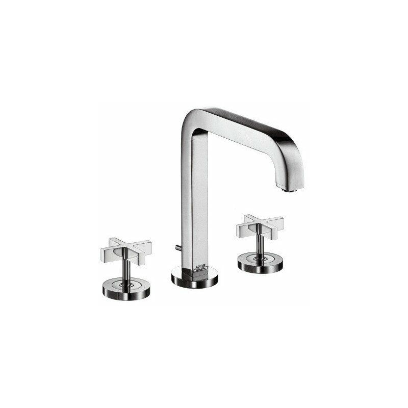 

Mezclador de lavabo de 3 orificios, caño de 205 mm con tirador y desagüe cromado