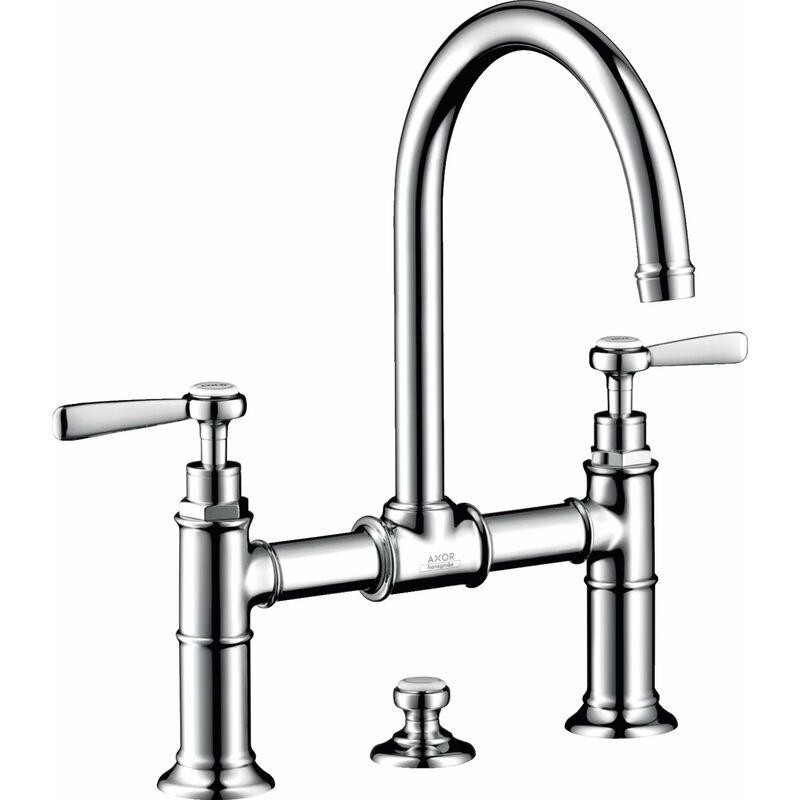 

Hansgrohe AXOR Montreux Mezclador de lavabo de 2 manijas 220, desagüe automático, manijas de palanca, proyección de 175mm - 16511000