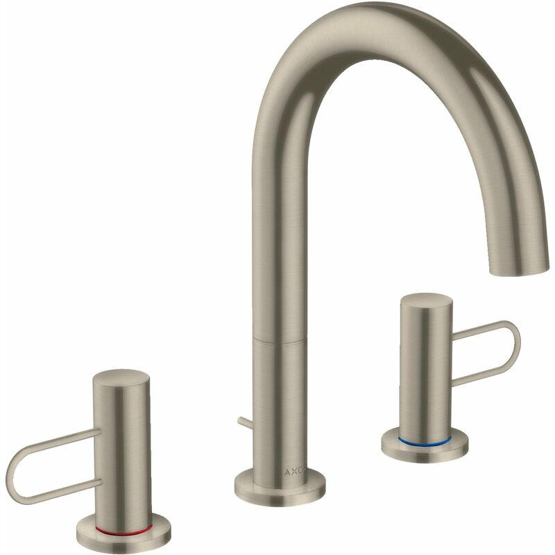 

Hansgrohe - AXOR Uno Mezclador de lavabo de 3 agujeros 200, mango de proa, desagüe automático, proyección de 173 mm, color: Níquel Cepillado