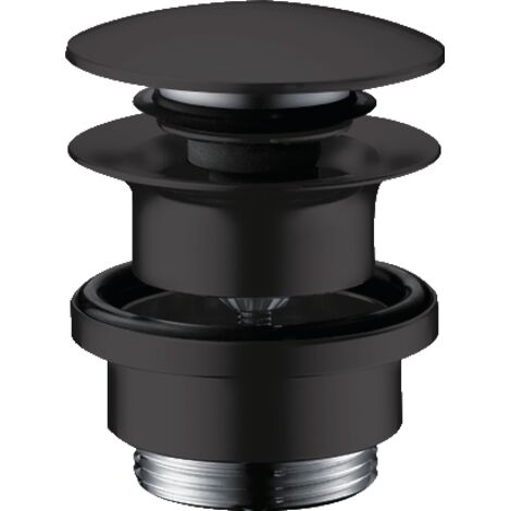 Hansgrohe – Bonde de lavabo Push-Open noire mate – Laiton – Diamètre G 1¼ – Ouverture par pression – Compatible avec lavabos avec trop-plein – 50100670