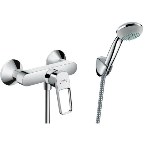 Hansgrohe Brausegarnitur Logis Loop-Mischer + 1-Strahl-Handbrause + Schlauch + Wandhalterung, Chrom (71247000-PORTER)