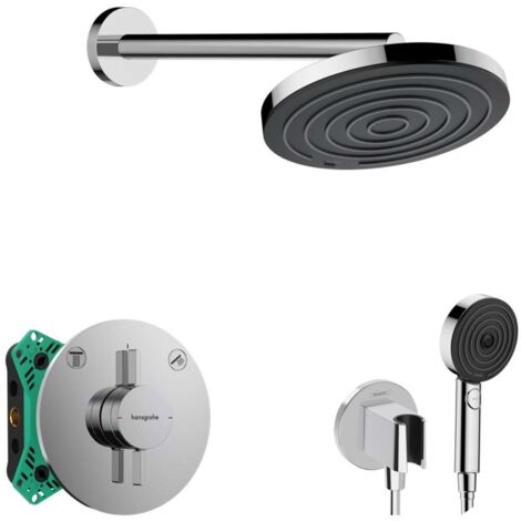 Hansgrohe - Brauseset mit Unterputzarmatur, mit Einbaukörper, Durchmesser 26 cm, 3 Strahlarten, Chrom SANI21HHH000